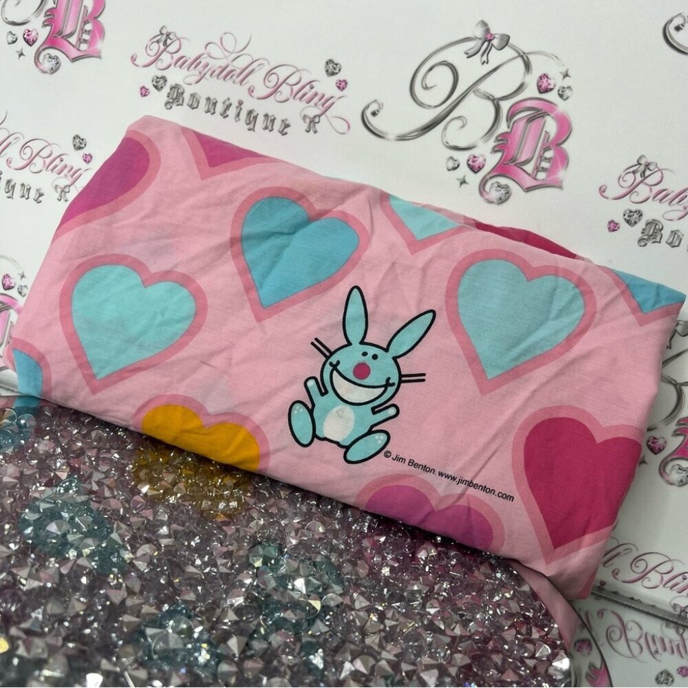 Happy bunny sheets Jim Benton top sheet hearts Pink and Blue Heart Bunny